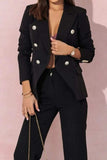 Full Size Lapel Collar Long Sleeve Blazer and Pants Set Plus Size - Trendsi - Flyclothing LLC