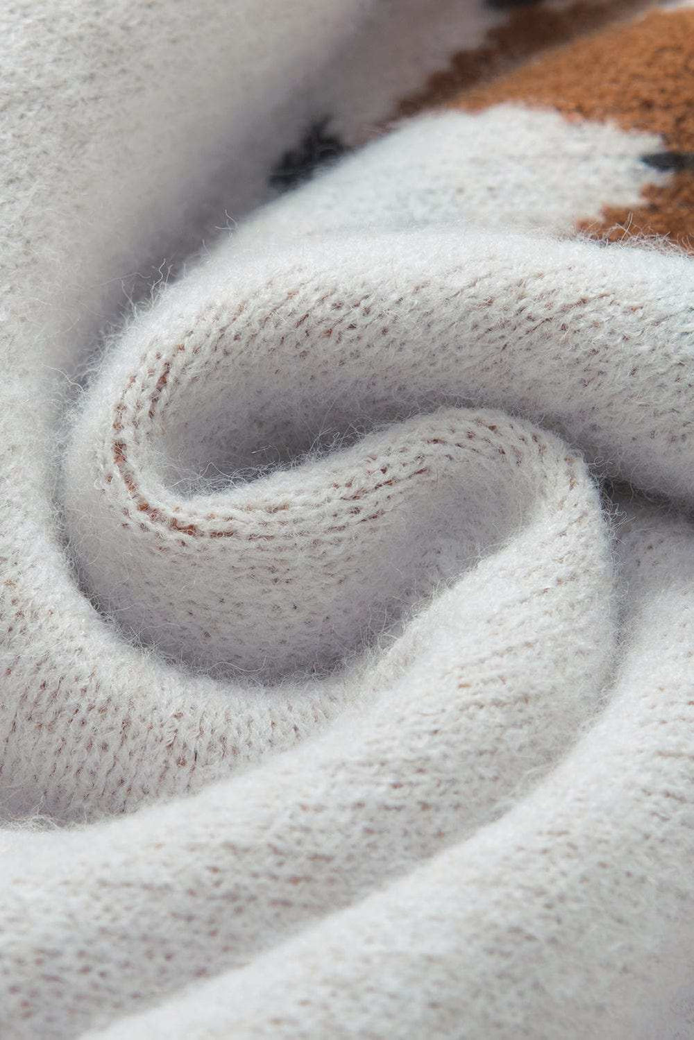 Geometric Contrast Round Neck Long Sleeve Sweater - Trendsi - Flyclothing LLC