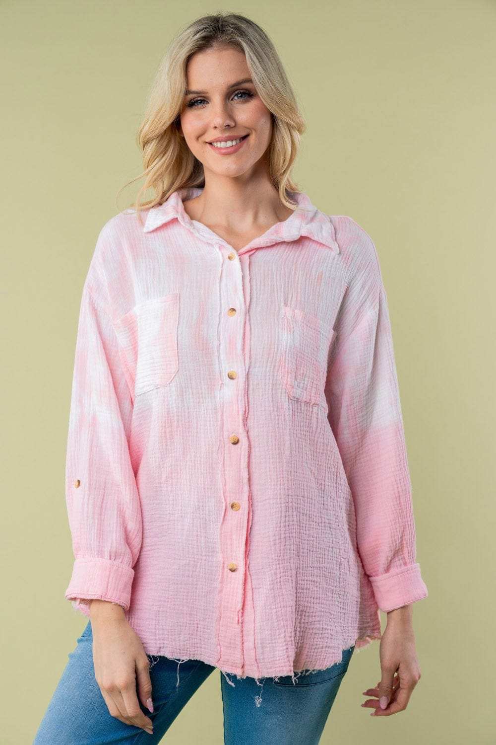 White Birch Full Size Long Sleeve Tie Dye Shirt - Trendsi - Flyclothing LLC