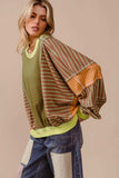 BiBi Color Block Striped Round Neck Sweatshirt - Trendsi - Flyclothing LLC