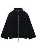 Turtleneck Zip Up Long Sleeve Plush Jacket - Trendsi - Flyclothing LLC