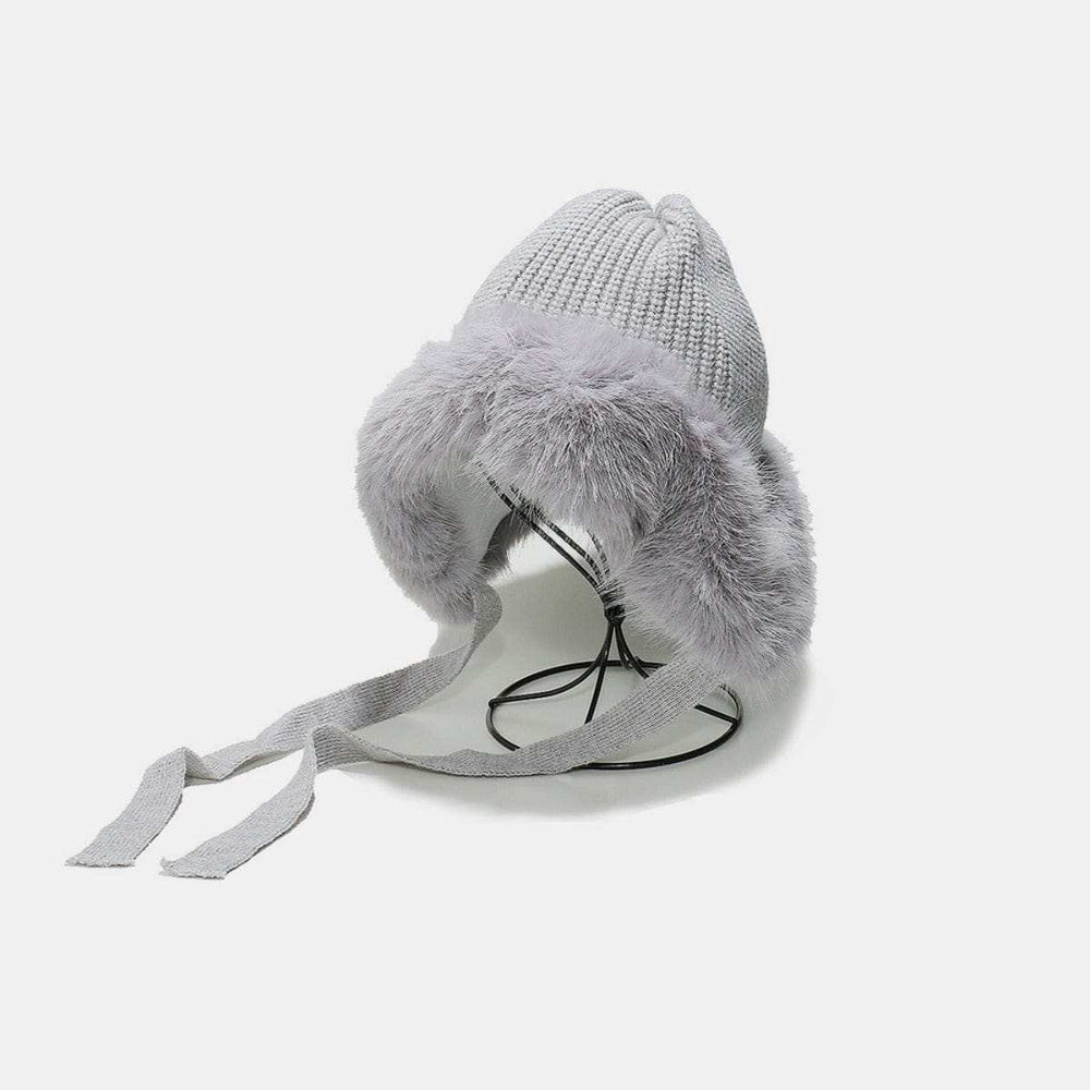 Thermal Tied Fuzzy Winter Hat - Trendsi - Flyclothing LLC