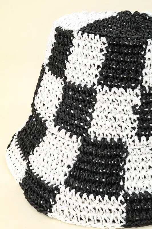 Fame Checkered Pattern Knit Bucket Hat - Trendsi - Flyclothing LLC