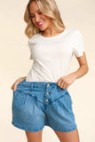 Haptics High Rise Button Fly Washed Denim Shorts - Trendsi - Flyclothing LLC