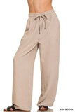 Zenana Woven Crepe Elastic Band Pants - Trendsi - Flyclothing LLC