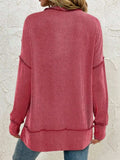 Side Slit Round Neck Dropped Shoulder Sweatshirt - Trendsi - Flyclothing LLC