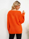 V-Neck Dropped Shoulder Long Sleeve Sweater - Trendsi - Flyclothing LLC