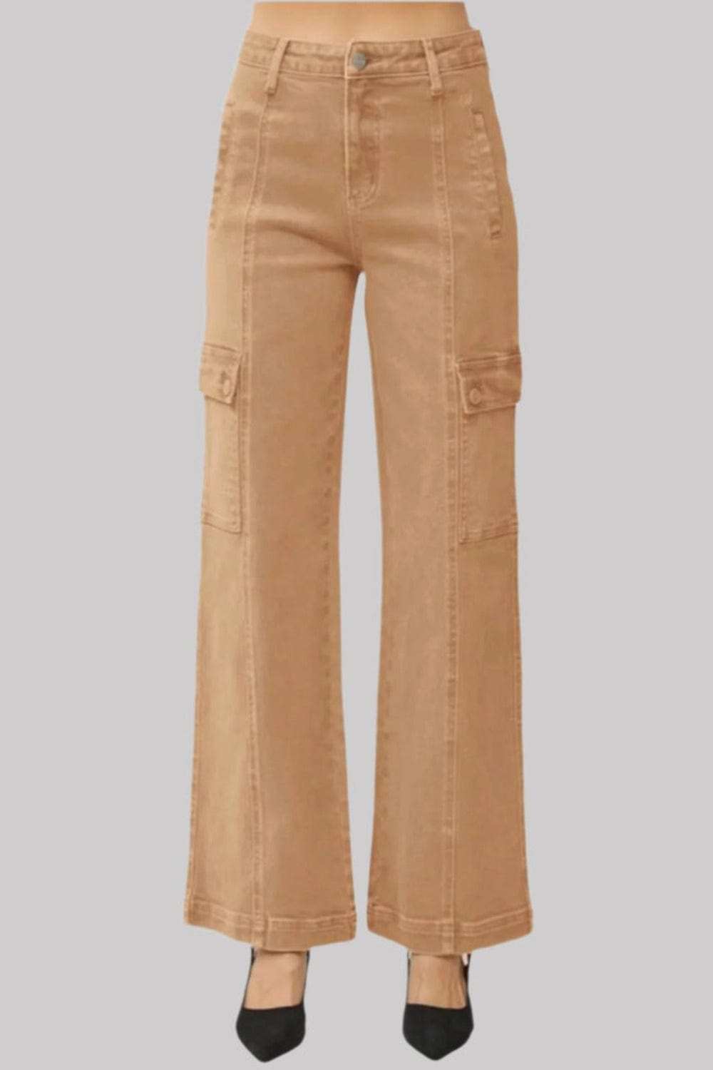 RISEN Full Size High Rise Wide Leg Cargo Jeans - Trendsi - Flyclothing LLC