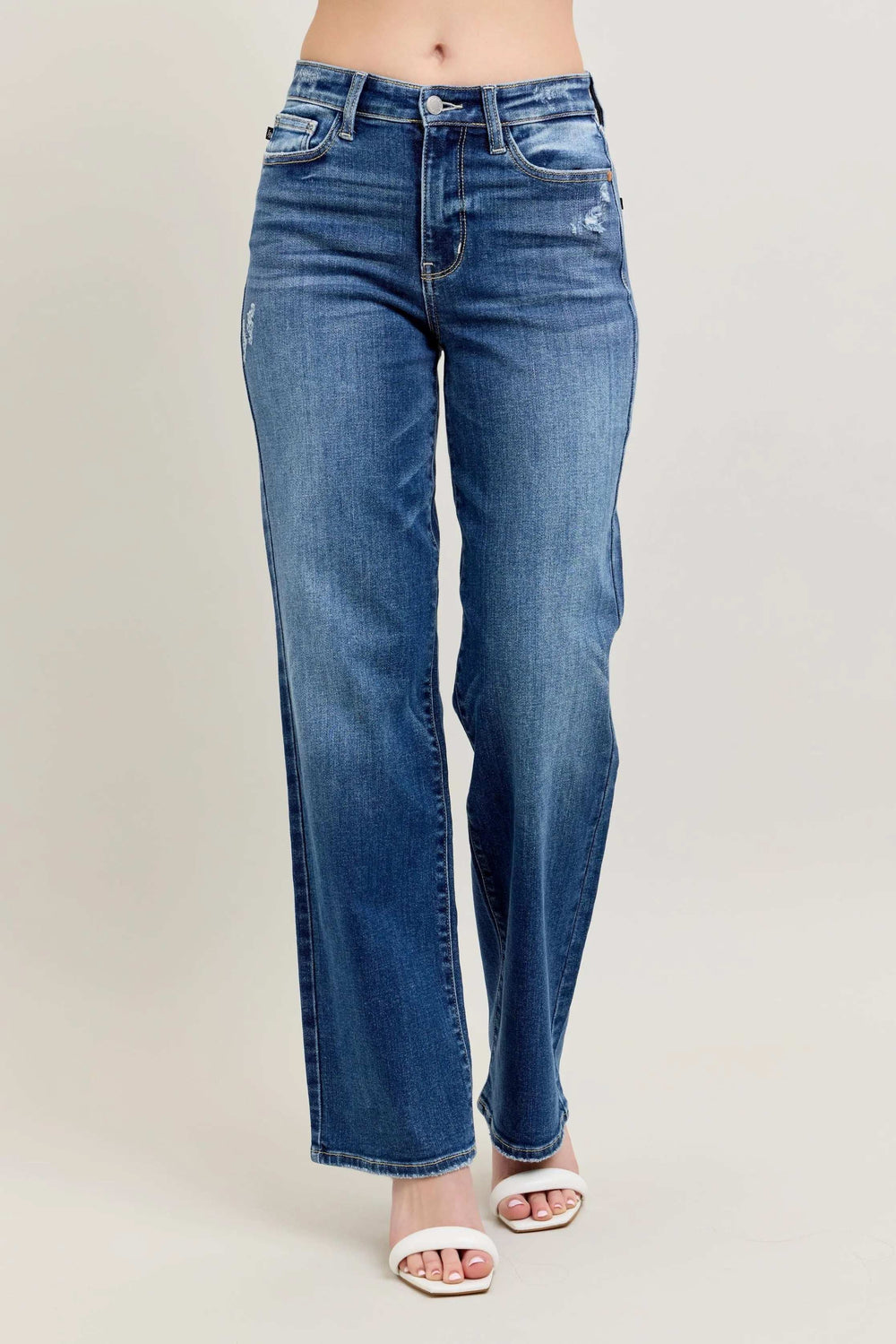 Judy Blue Full Size High Waist 90's Straight Leg Jeans Plus Size - Trendsi - Flyclothing LLC