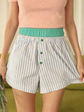 Striped Elastic Waist Shorts - Trendsi - Flyclothing LLC