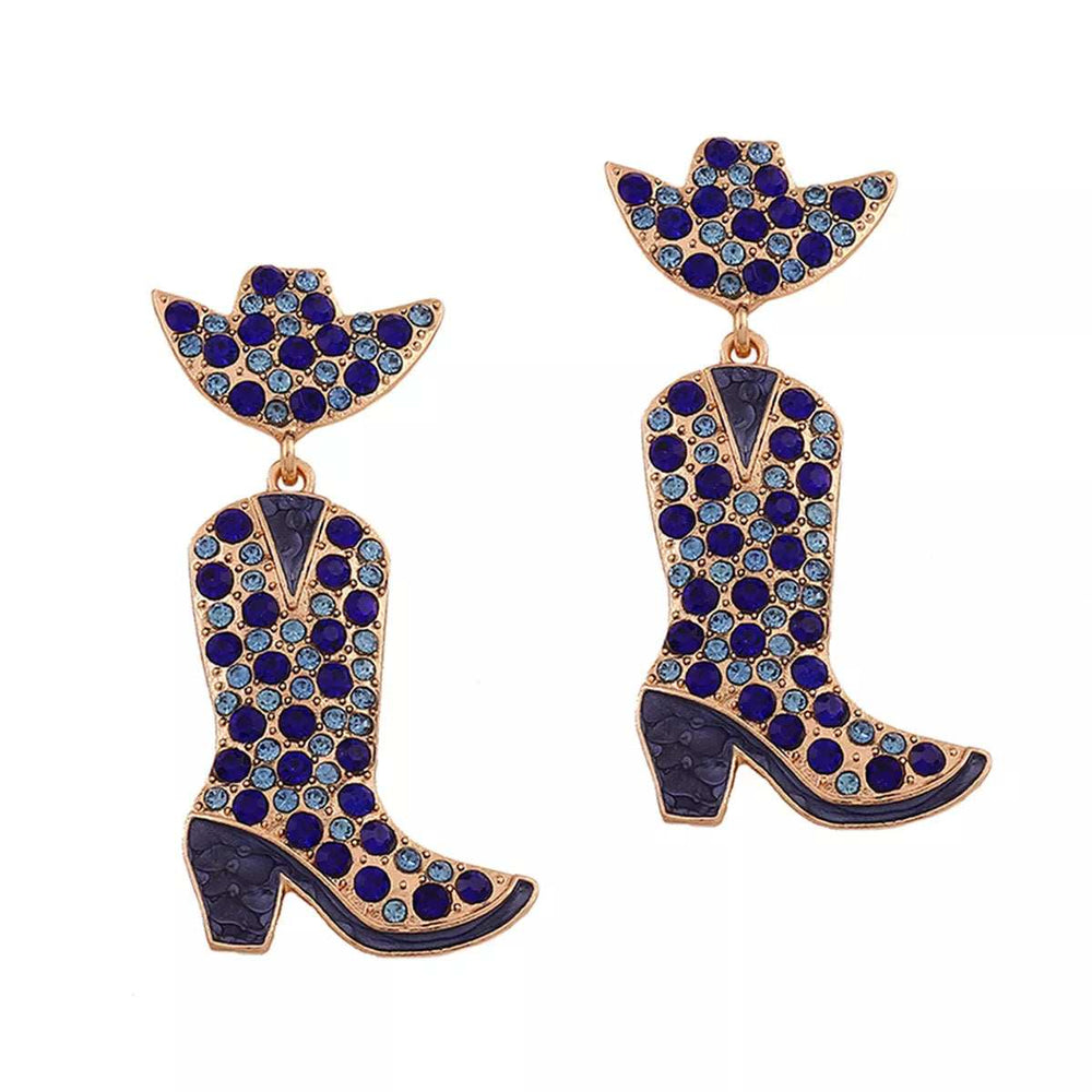 Rhinestone Cowboy Boot Dangle Earrings - Trendsi - Flyclothing LLC