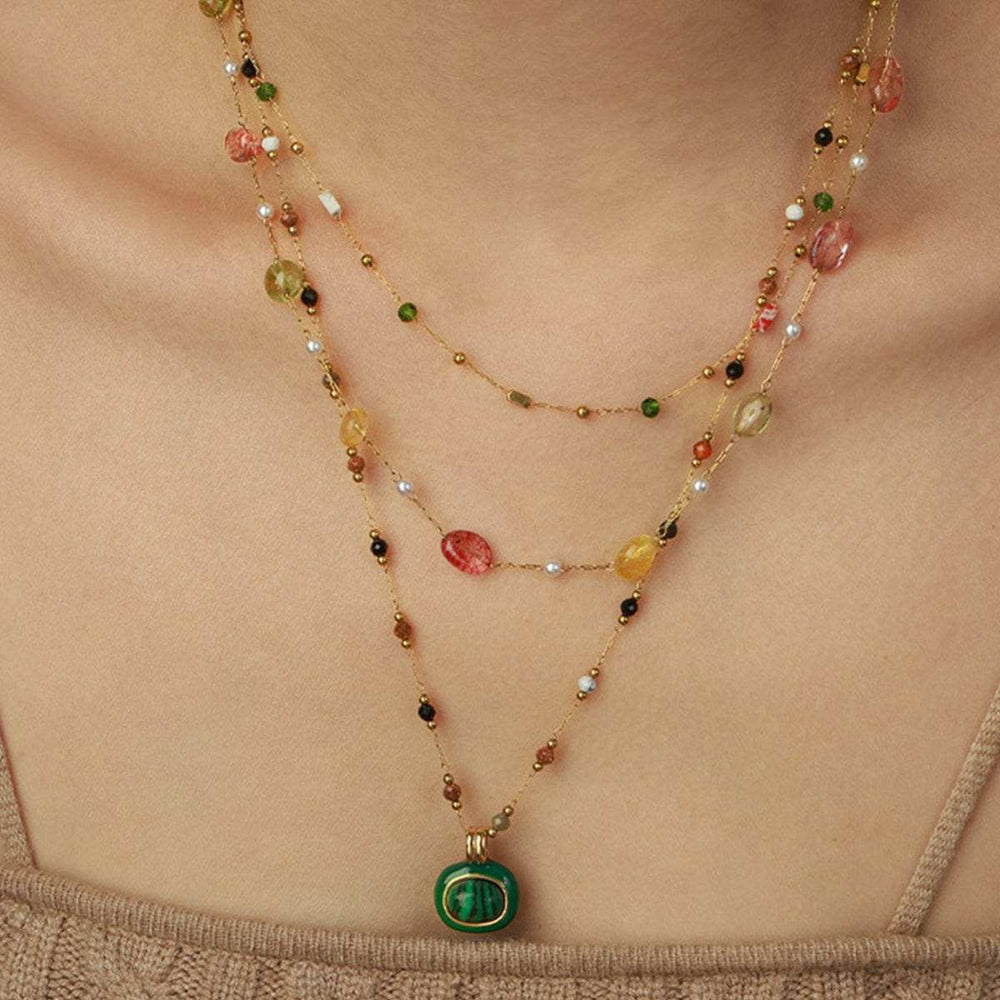Titanium Steel Gold-plated Bead Necklace - Trendsi - Flyclothing LLC