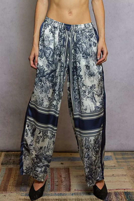 POL Floral Printed Woven Wide Leg Drawstring Pants - Trendsi - Flyclothing LLC