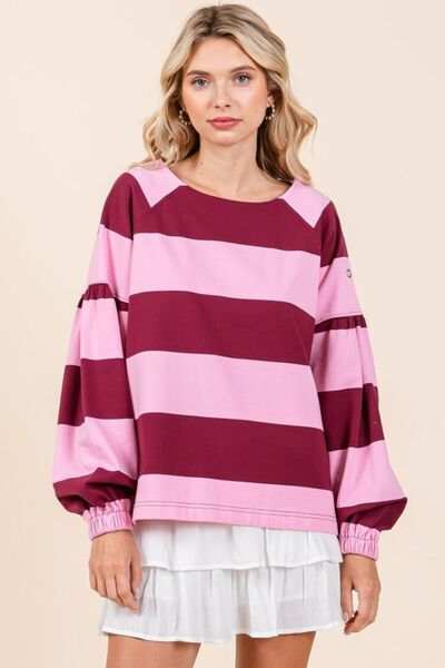 Mittoshop Striped Snap Shoulder Long Sleeve T-Shirt - Trendsi - Flyclothing LLC