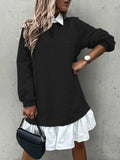 Devine Ruffle Hem Long Sleeve Mini Dress - Trendsi - Flyclothing LLC