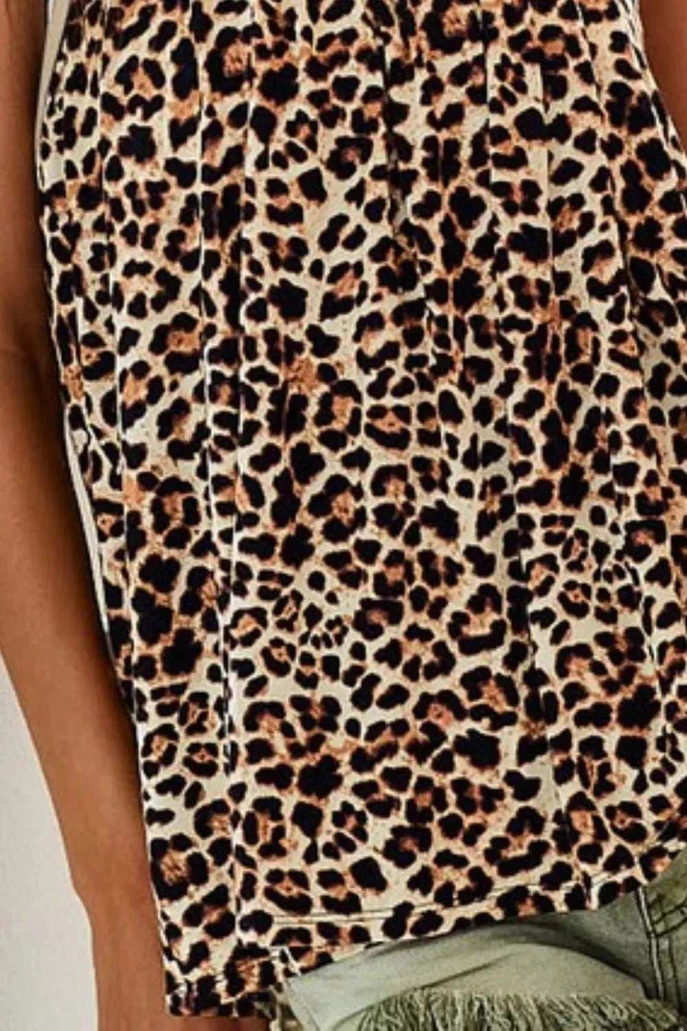 BiBi Leopard Printed Jersey Knit Gathering Cami Top - Trendsi - Flyclothing LLC