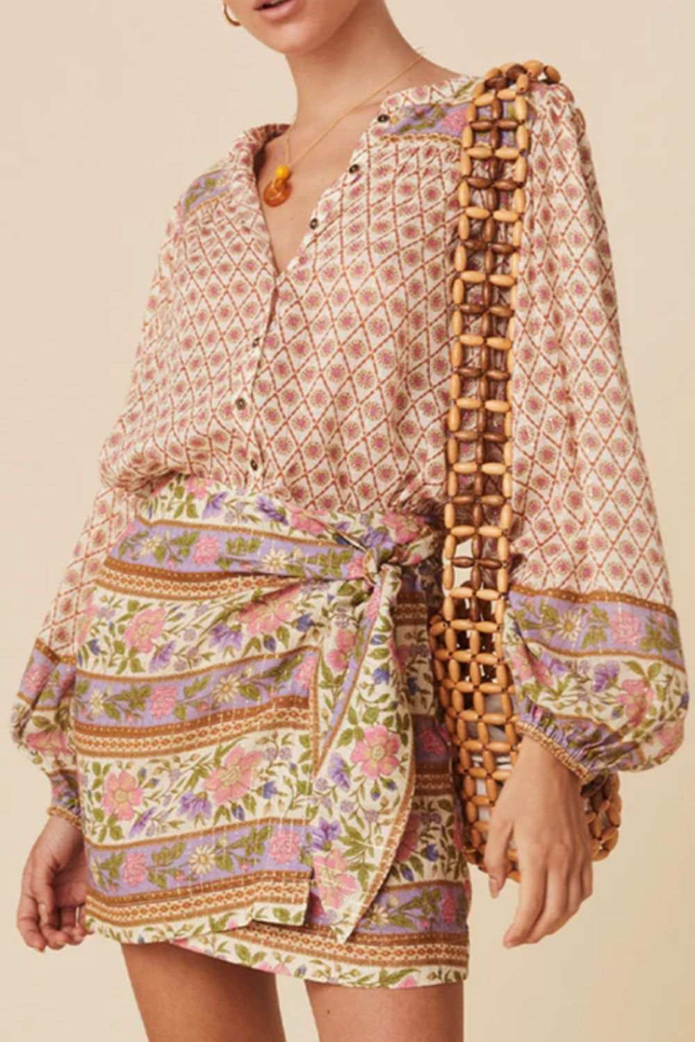 Printed Button Down Long Sleeve Shirt - Trendsi - Flyclothing LLC