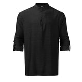 Men's Full Size Half Button Long Sleeve Shirt Plus Size - Trendsi - Flyclothing LLC