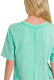Zenana Acid Washed Short Sleeve Tee & Shorts Set - Trendsi - Flyclothing LLC