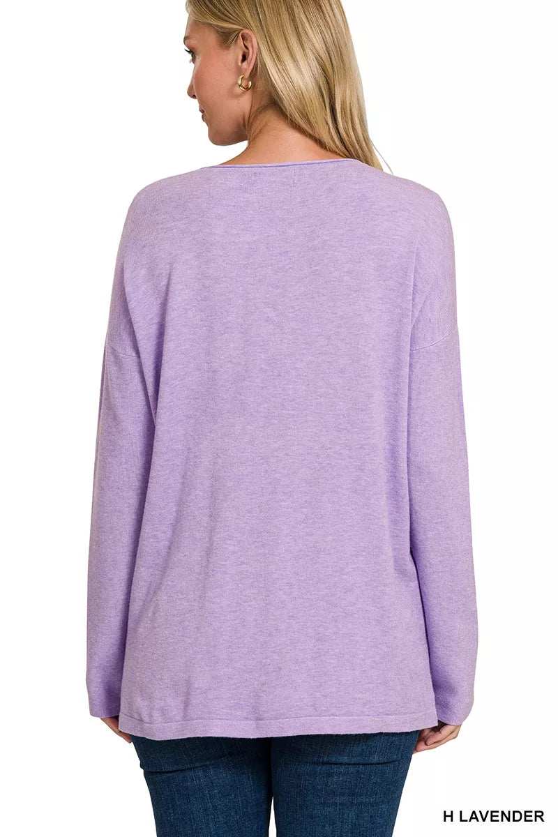 Zenana Viscose Long Sleeve Front Pockets Sweater - Trendsi - Flyclothing LLC