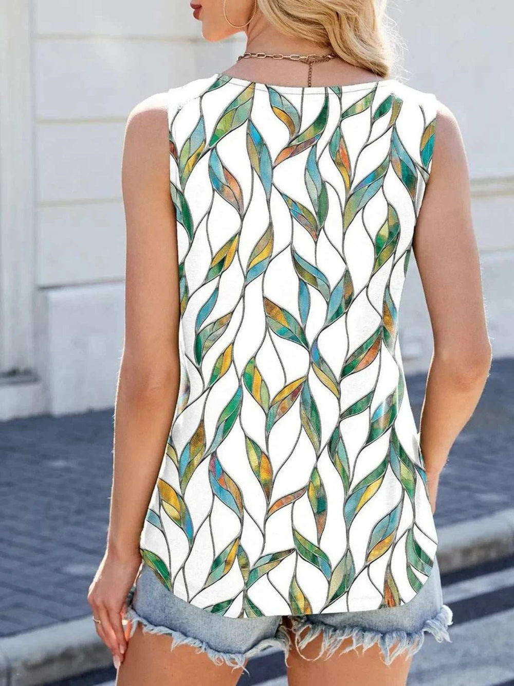 Printed Scoop Neck Wide Strap Tank - Trendsi - Flyclothing LLC