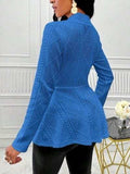 One Button Textured Peplum Cardigan - Trendsi - Flyclothing LLC