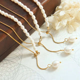 18K Gold-Plated Pearl Necklace - Trendsi - Flyclothing LLC