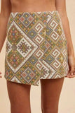 Annie Wear Ethic Woven Jacquard Wrap Mini Skirt - Trendsi - Flyclothing LLC