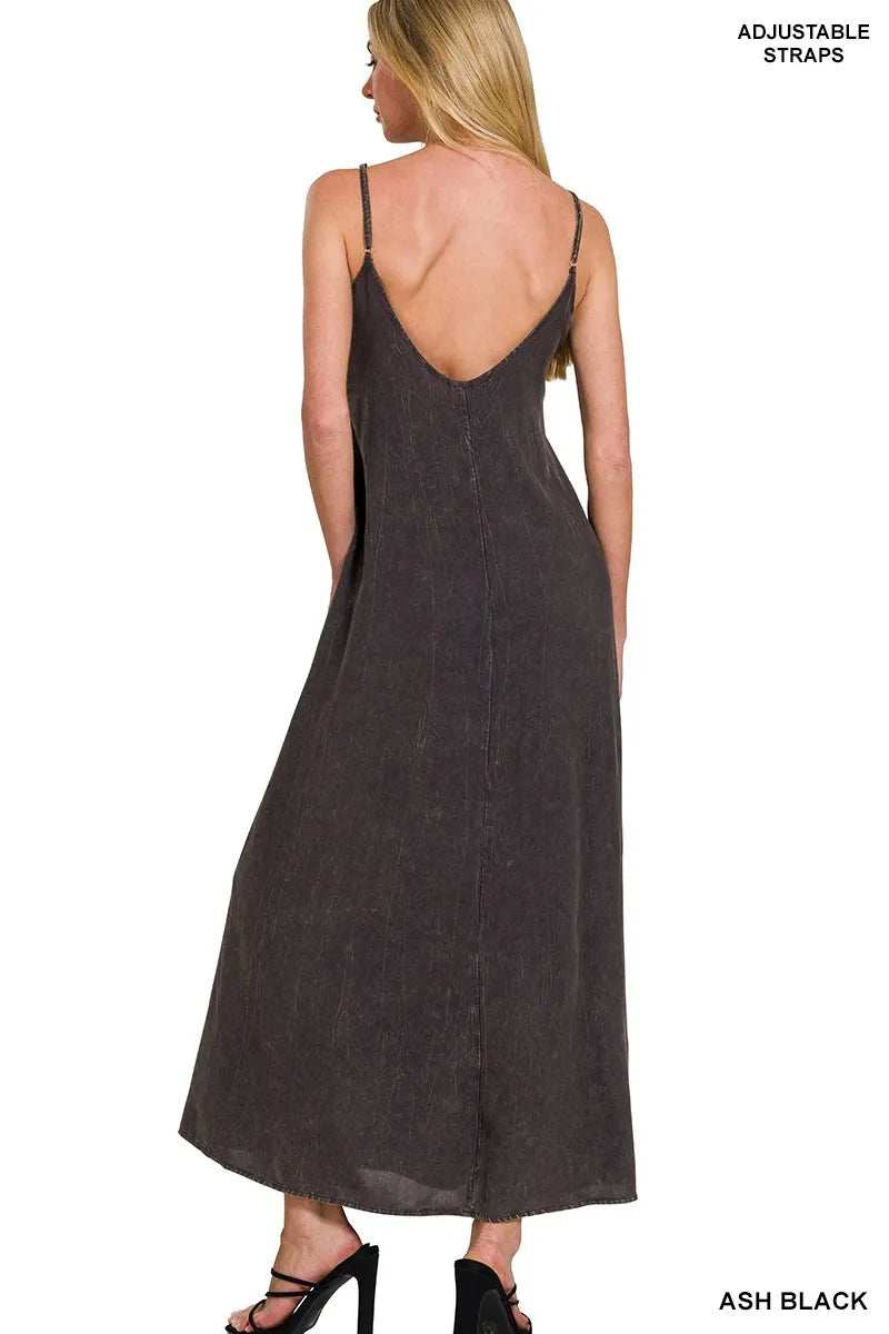 Zenana Mineral Washed Rayon Challis Cami Dress - Trendsi - Flyclothing LLC