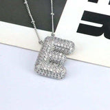 Copper Inlaid Zircon Letter Pendant Necklace - Trendsi - Flyclothing LLC