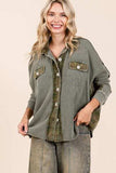 Mittoshop Mineral Washed Plaid Button Down Shacket - Trendsi - Flyclothing LLC