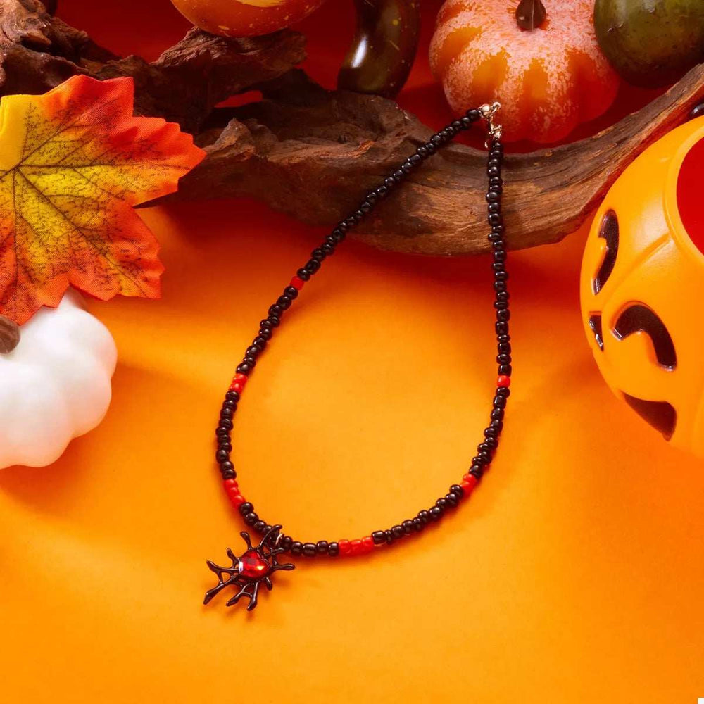 Halloween Spider Web Beaded Necklace - Trendsi - Flyclothing LLC