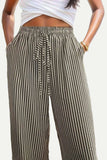 Drawstring Striped Elastic Waist Pants - Trendsi - Flyclothing LLC