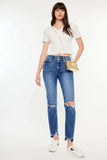 Kancan High Rise Distressed Slim Straight Jeans - Trendsi - Flyclothing LLC