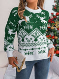 Christmas Element Round Neck Long Sleeve Sweater - Trendsi - Flyclothing LLC