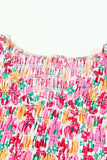 Smocked Floral V-Neck Ruffled Cap Sleeve Dress - Trendsi - Flyclothing LLC