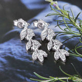 925 Sterling Silver Moissanite Leaf Earrings - Trendsi - Flyclothing LLC