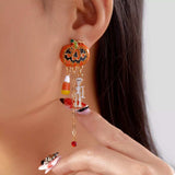 Halloween Pumpkin Drop Chain Earrings - Trendsi - Flyclothing LLC