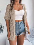 Openwork Open Front Half Sleeve Cardigan - Trendsi - Flyclothing LLC