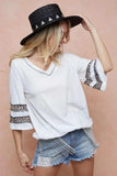 BiBi Triblend Knit Top with Leopard Band Detail - Trendsi - Flyclothing LLC