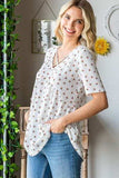 Heimish Full Size Crisscross Ditsy Floral Babydoll Top Plus Size - Trendsi - Flyclothing LLC