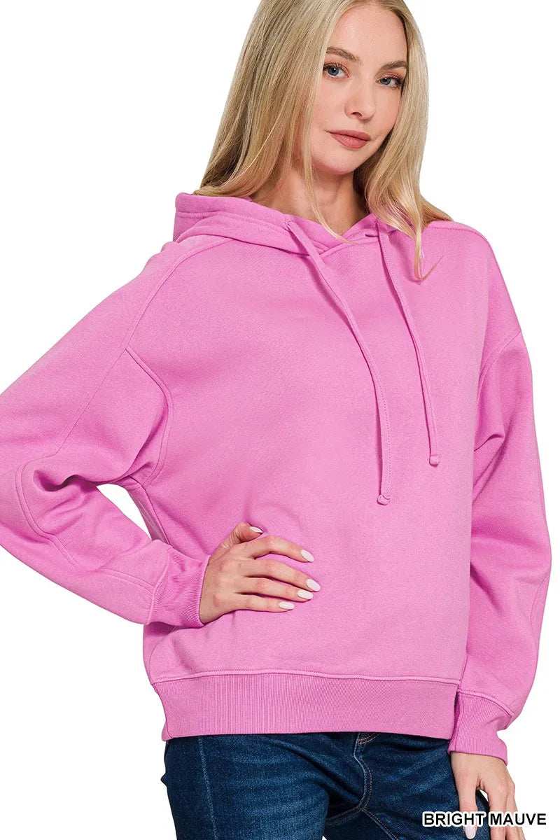 Zenana Drawstring Relaxed Fit Fleece Hoodie - Trendsi - Flyclothing LLC