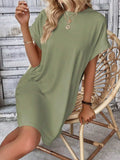 Round Neck Short Sleeve Mini Dress - Trendsi - Flyclothing LLC