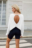 Cutout Back Round Neck Long Sleeve T-Shirt - Trendsi - Flyclothing LLC