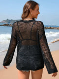 Heart Openwork Long Sleeve Cover-Up - Trendsi - Flyclothing LLC