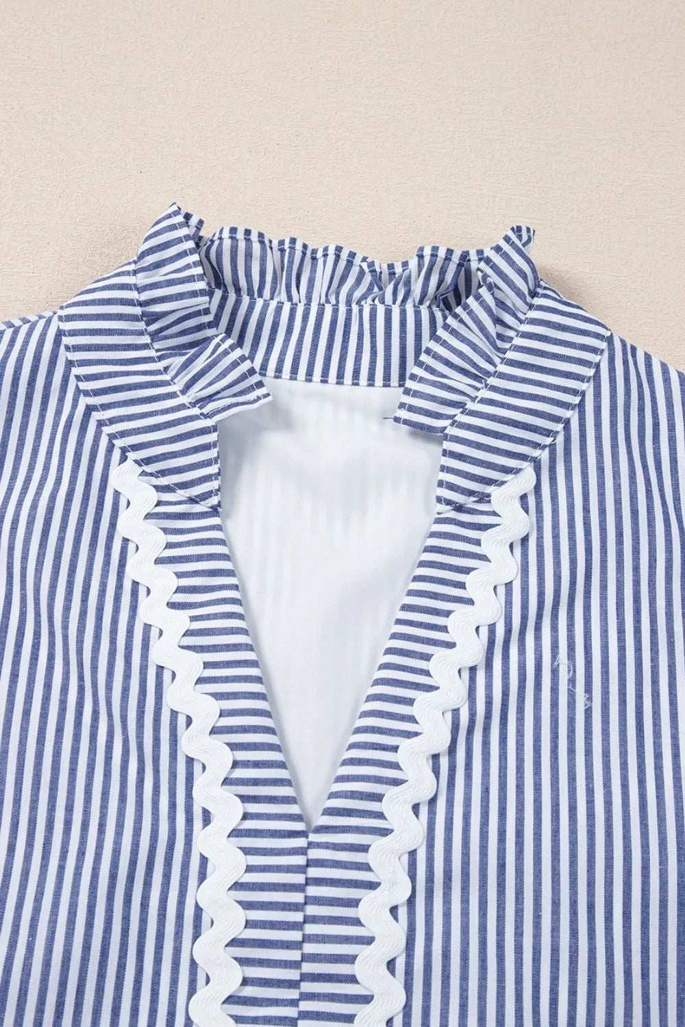 Stripe Sleeveless Notched Ric Rac Mini Dress - Trendsi - Flyclothing LLC