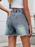 Raw Hem Studded Denim Shorts - Trendsi - Flyclothing LLC