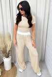 Contrast Trim Round Neck Top and Pants Set - Trendsi - Flyclothing LLC