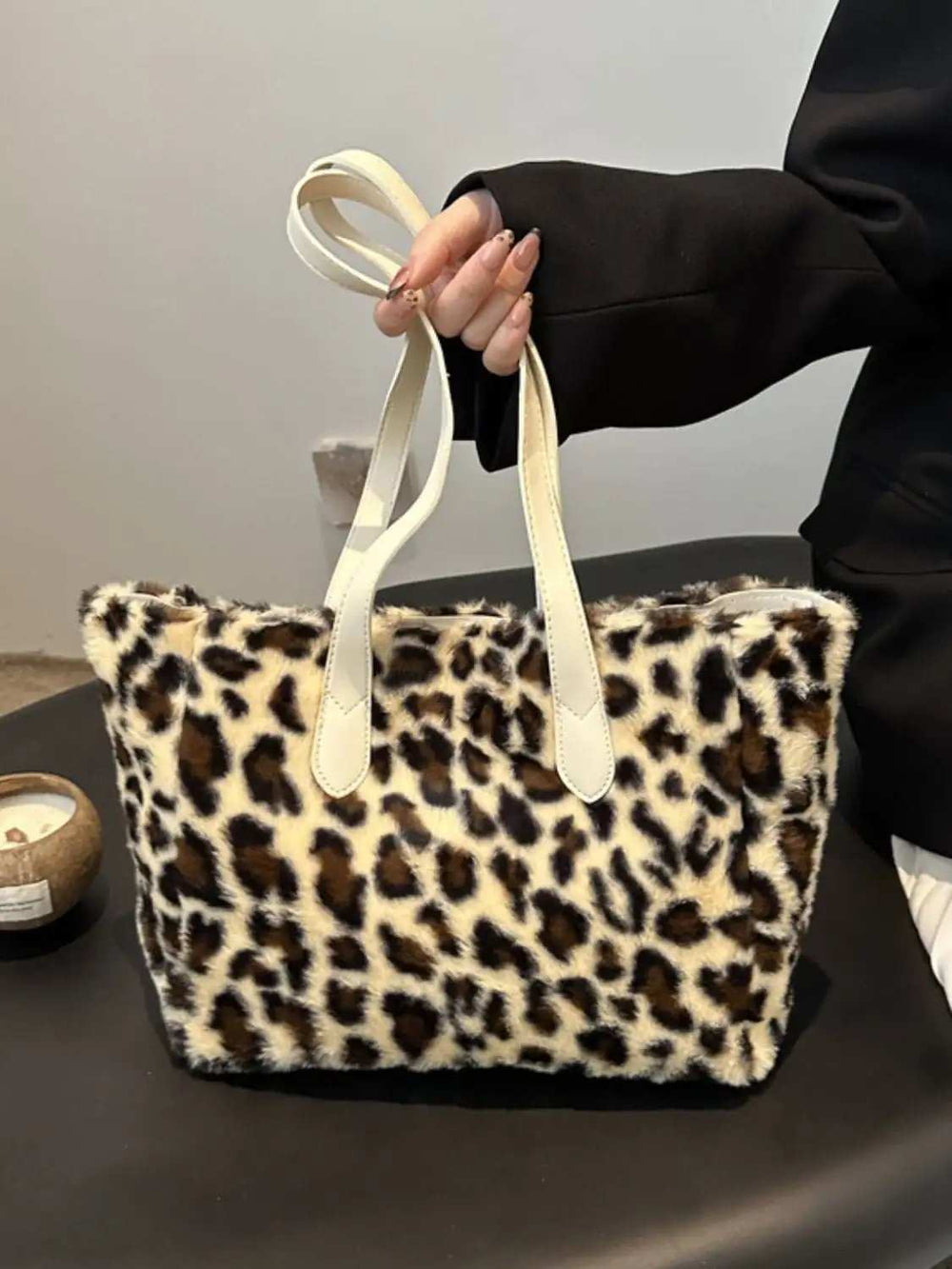 Leopard Fluff Tote Bag - Trendsi - Flyclothing LLC