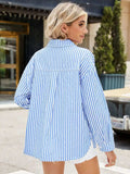 Striped Button Up Long Sleeve Shirt - Trendsi - Flyclothing LLC